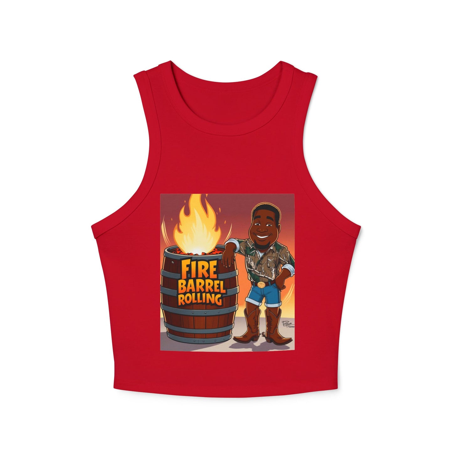 Fire Barrel Rolling Racer Tank Top for Women