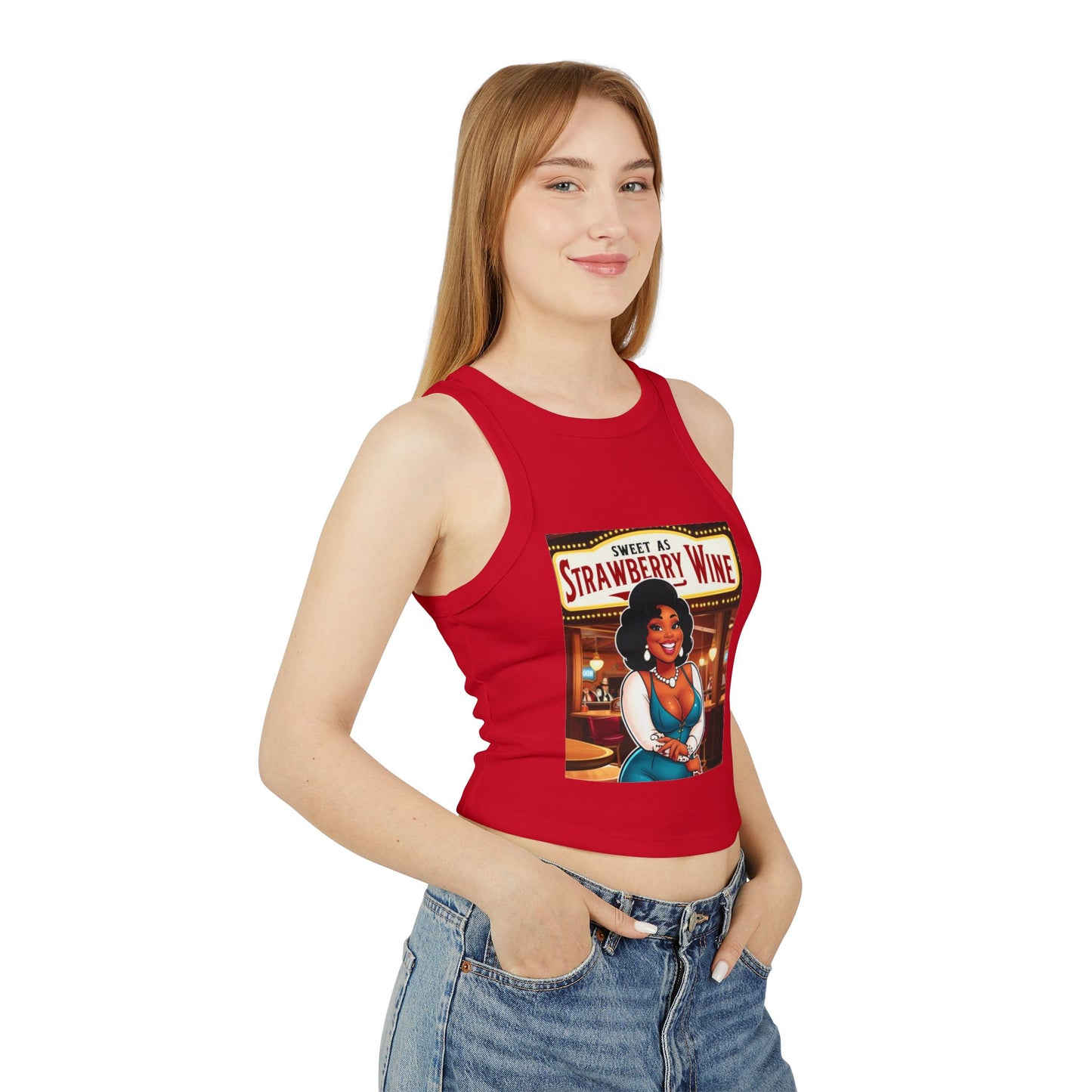 Sweet as Strawberry Wine Racer Tank Top for Women