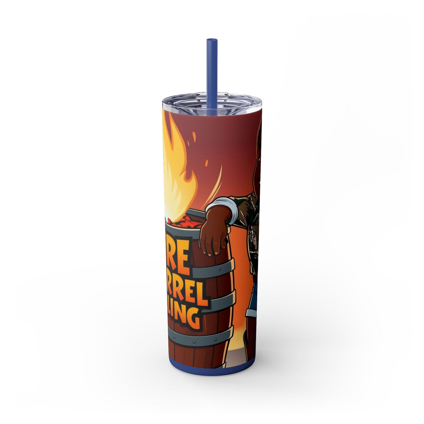 Fire Barrel Rolling 20oz Skinny Tumbler with Straw