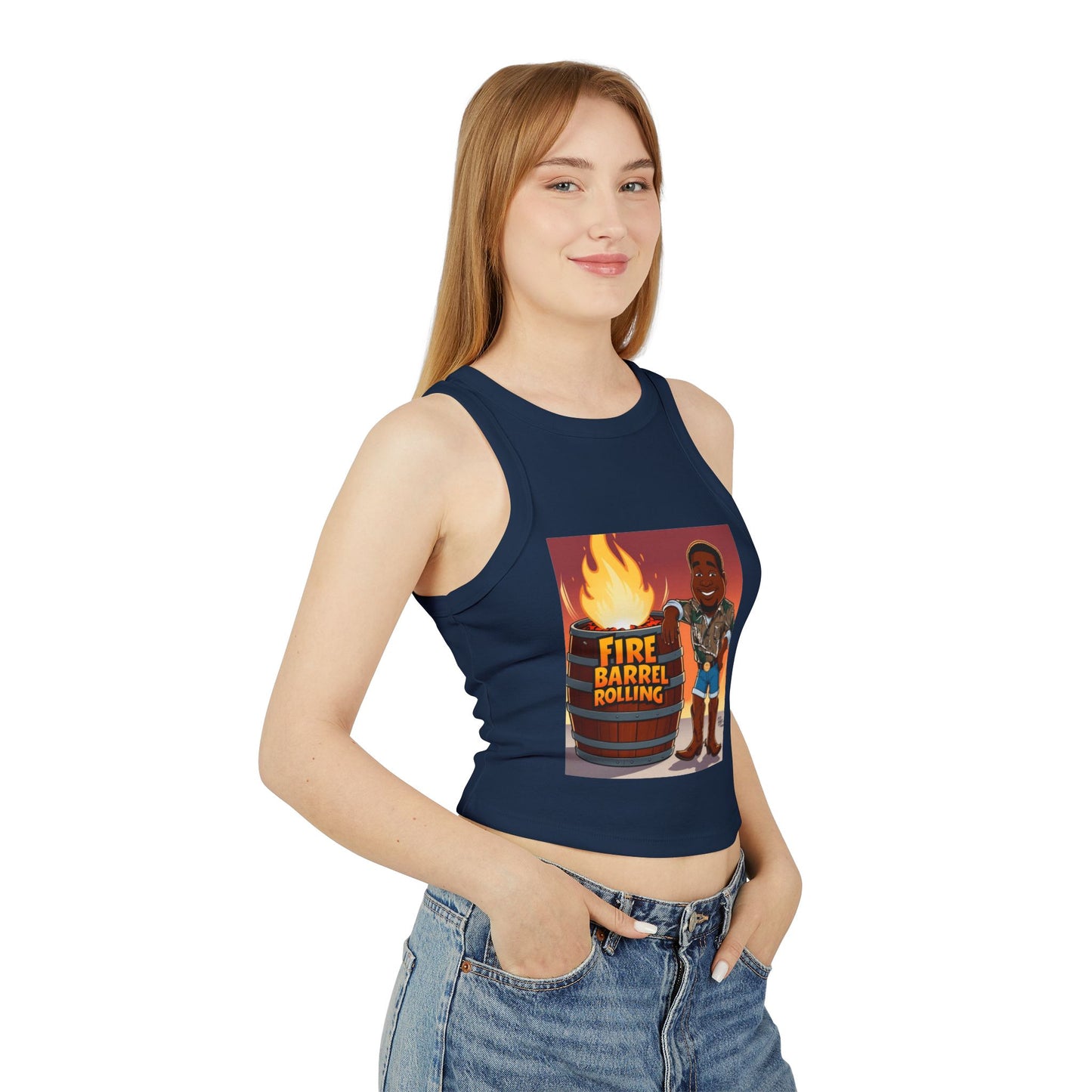 Fire Barrel Rolling Racer Tank Top for Women