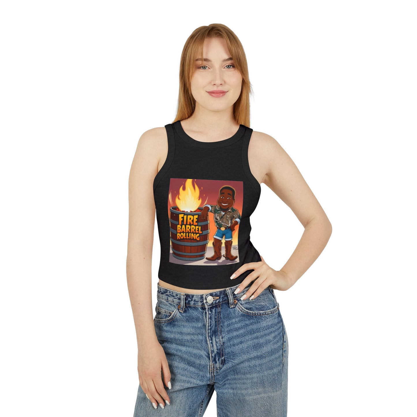Fire Barrel Rolling Racer Tank Top for Women