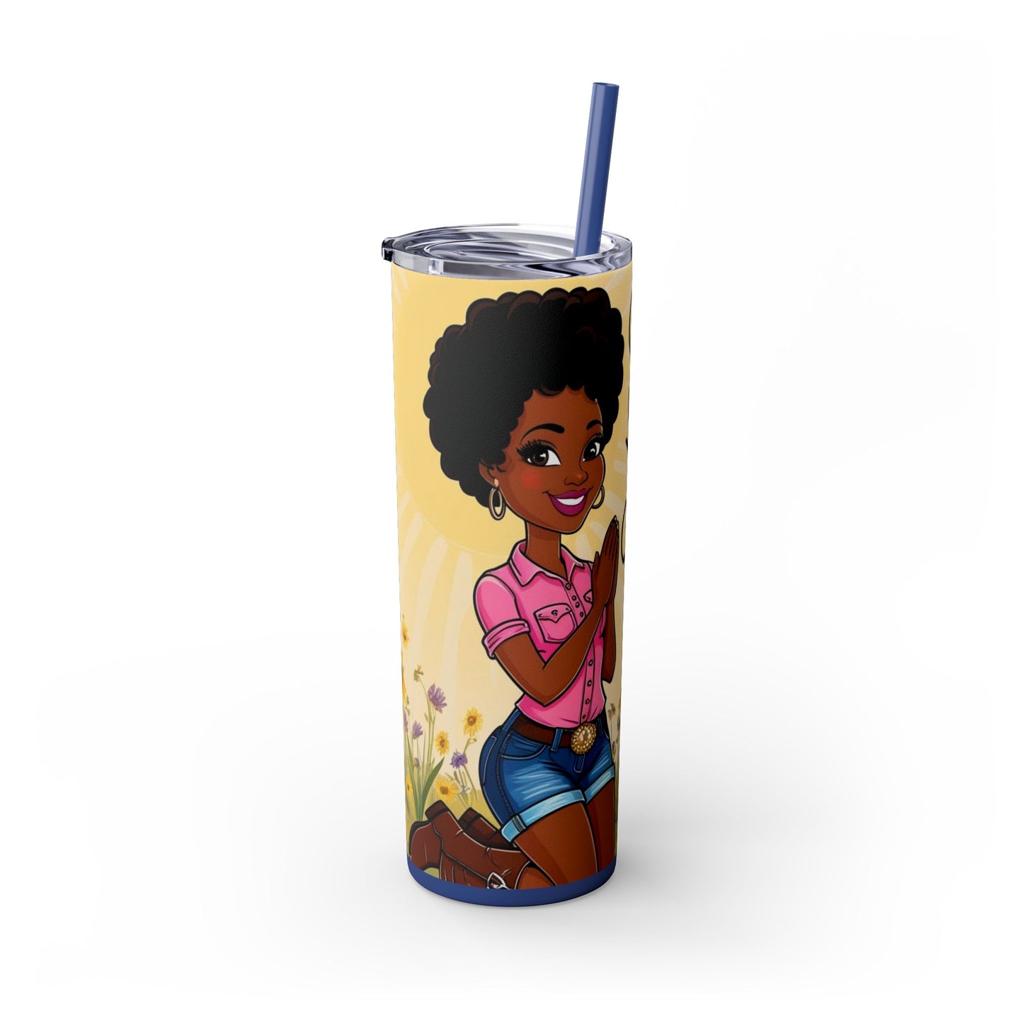 Prayer Warrior Skinny Tumbler with Straw, 20oz