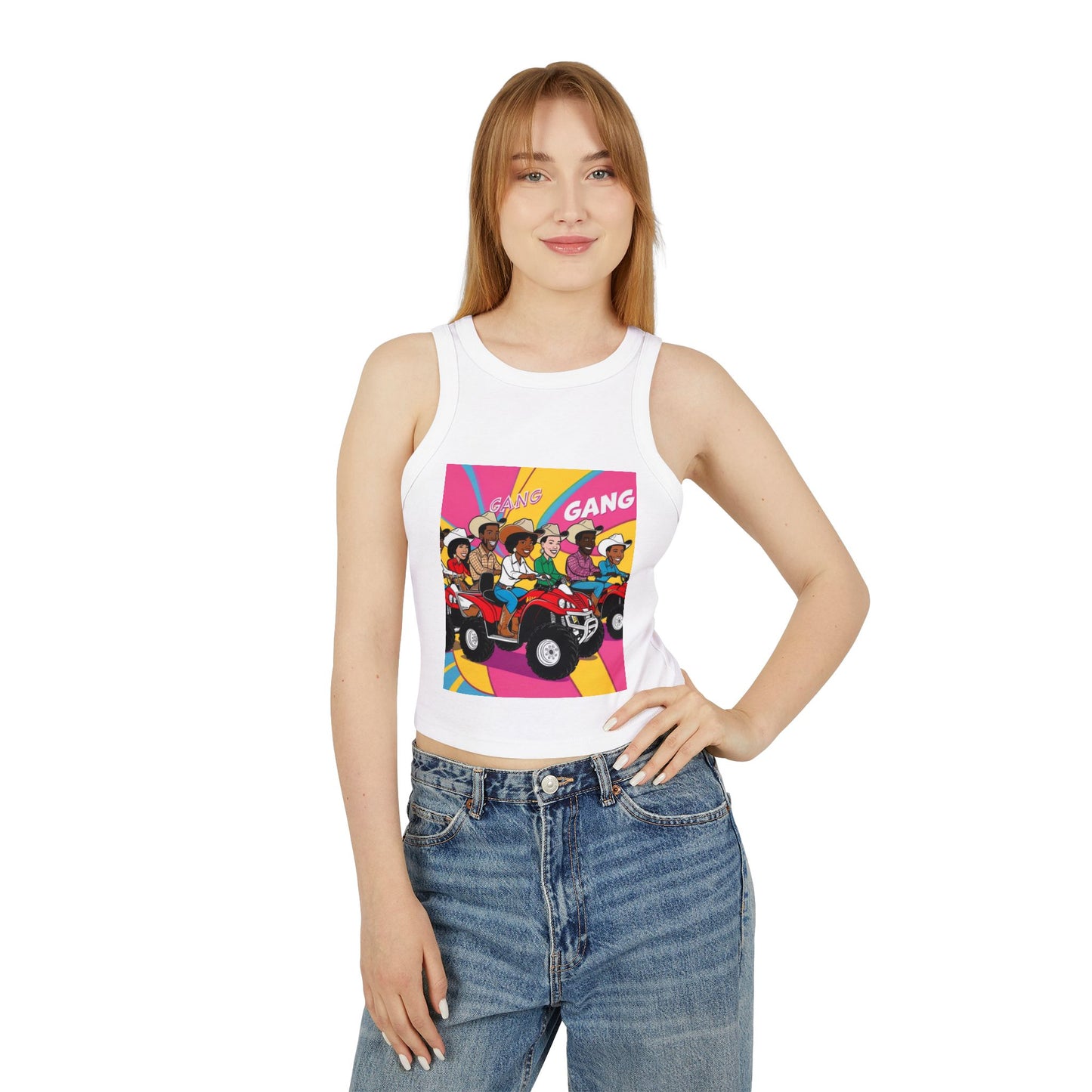 Retro Quad Gang Women's Micro Rib Racer Tank Top