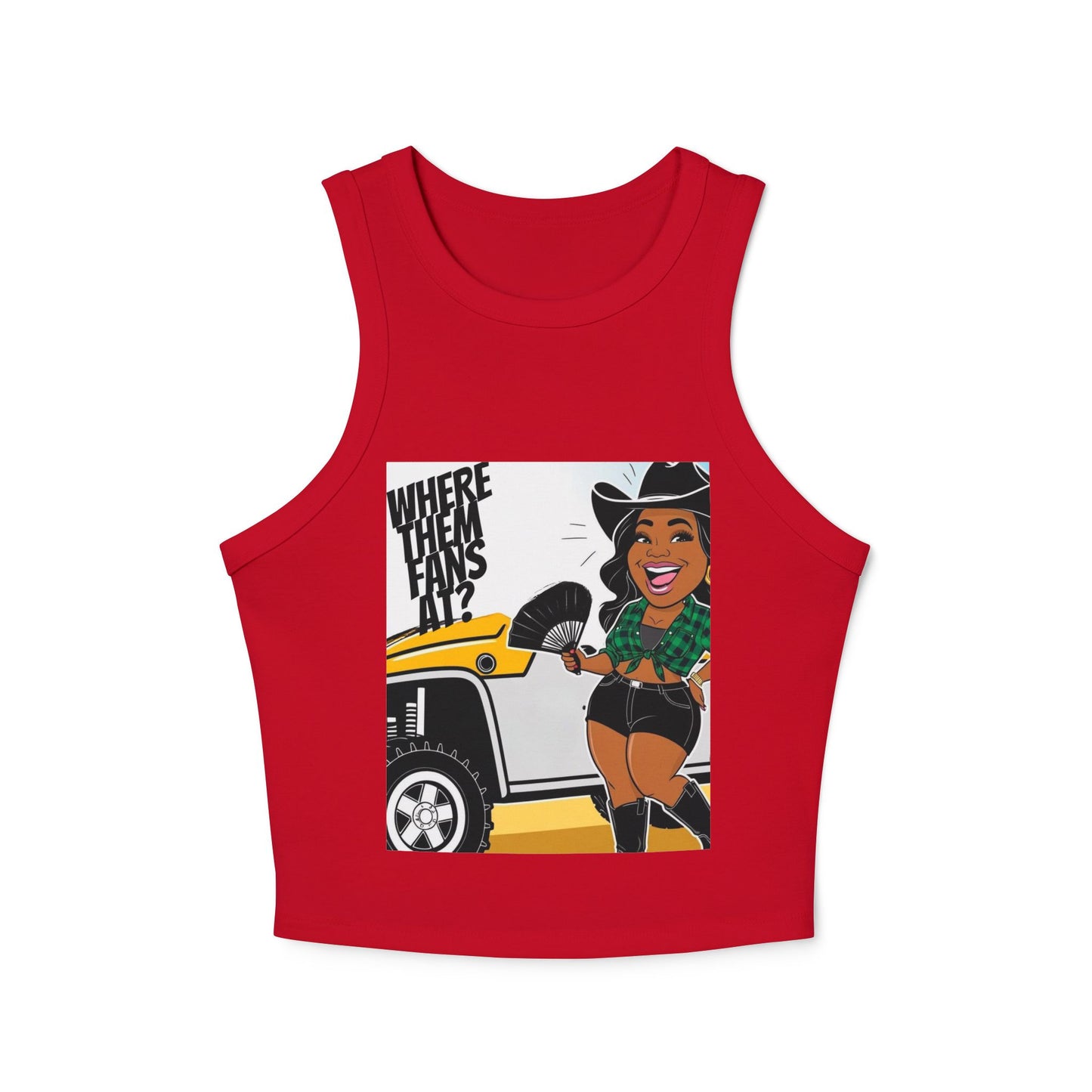 Where Them Fans At? Women's Micro Rib Racer Tank Top