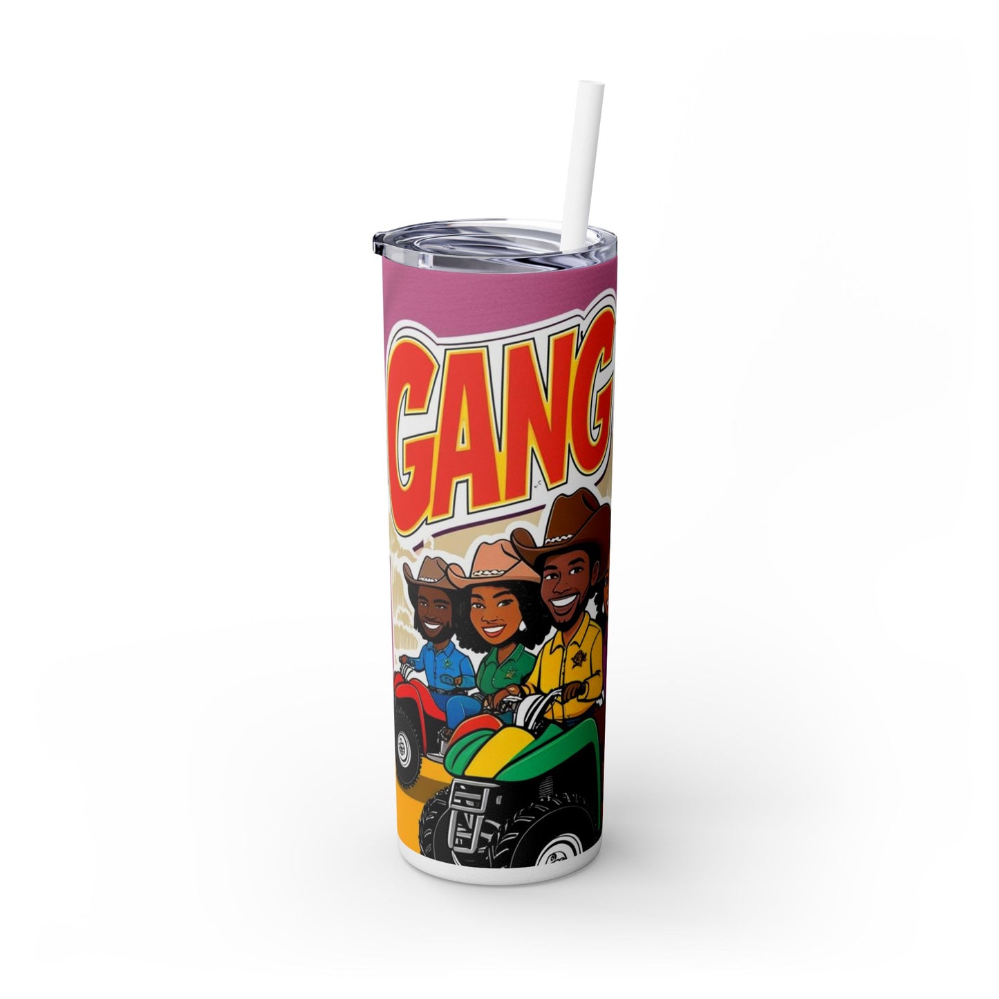 Group ATV Cartoon Skinny Tumbler with Straw 20oz