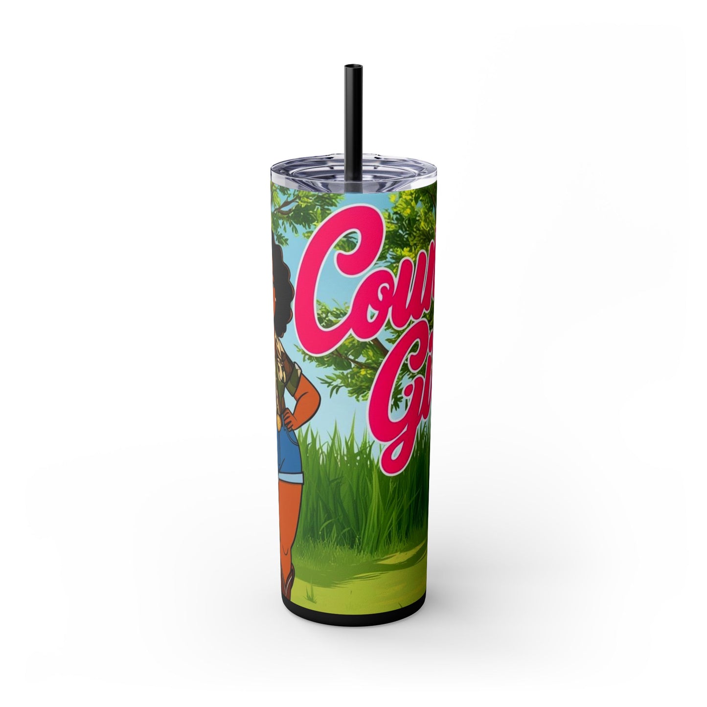 Country Girl Skinny Tumbler with Straw, 20oz